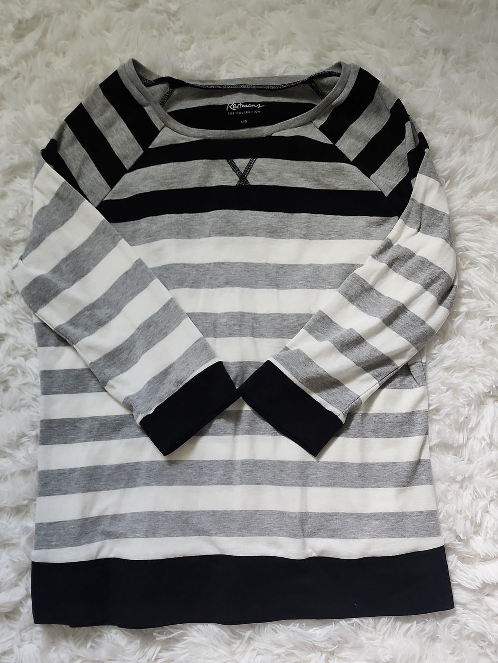 Reitmans Black & Gray Striped Tee